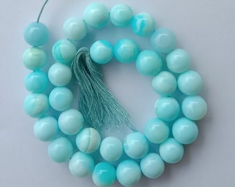 Sky Blue Opal Gemstone Beads: Smooth Round Strand For Jewelry Making (7-8mm)