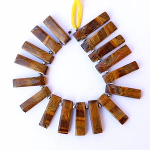 Yellow Tiger Eye Gemstone Beads: Smooth Slice Strand, 7 Inch