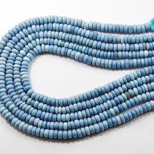 AAA Natural Blue Opal Beads: 5-6mm Smooth Roundels, 13 Inch Strand