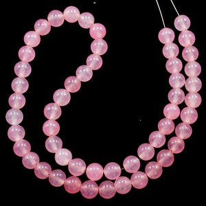 AAA Pink Rose Quartz Necklace: 925 Silver, 8mm Beads, 16 Inch