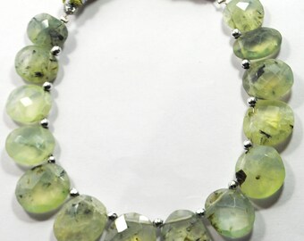 AAA natuurlijke prehniet-edelsteenkralen: gefacetteerde brioletten, streng van 6 inch