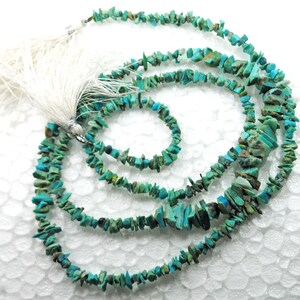 Raw Turquoise Gemstone Beads: Unpolished Nugget Chips, 32 Inch Strand