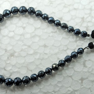 Faceted Black Spinel Gemstone Beads: AAA Quality, 8 Inch Strand