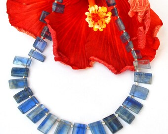 Cuentas de gema de cianita azul facetada AAA: hebra de 20 cm (8 pulgadas)