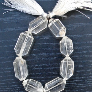 Natural Crystal Quartz Prism Beads: Faceted Double Point, 7 Pcs