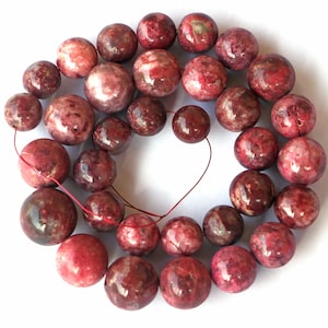 AAA Natural Pink Thulite Gemstone Beads Smooth Round Shape Size 10-14 MM 8 Inch Strand Pink Thulite Beads For Handmade Jewelry Making Beads