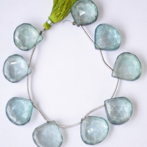 Faceted Light Green Quartz Beads: Heart Shape, 21mm, 8 Pcs