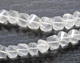 AAA Crystal Quartz Perlen: Facettierte Twist, 8-Zoll-Strang (8-10 mm) Edelstein handgemachte Schmuckherstellung
