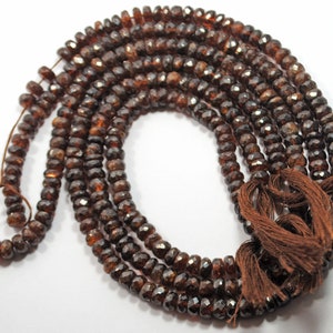 AAA Brown Zircon Gemstone Beads: 5mm Faceted Roundel, 8 Inch Strand