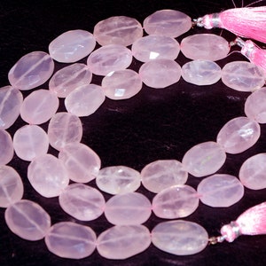 AAA Natural Pink Rose Quartz Beads: Faceted Oval Gemstone Strand