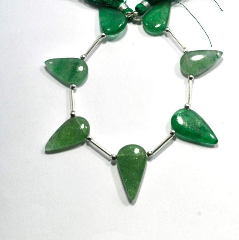 7 pieces Natural Green Aventurine Smooth gemstone green aventurine beads pear shape gemstone 25x14mm drilled pear gemstone size 18x10mm