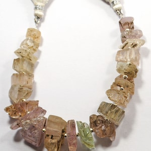 AAA Raw Pink Kunzite Gemstone Beads: 8 Inch Strand (7-15 MM)