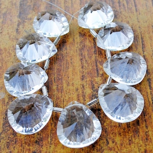 8 pcs brin AAA cristal naturel quartz pierres précieuses perles à facettes concave poire cristal taillé pierre perles taille 18-20 MM bijoux faits main