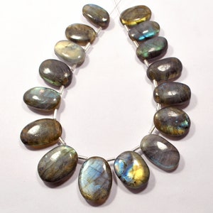 AAA Natural Labradorite Gemstone Beads Smooth Oval Shape Side Drilled Beads 8 Inch Strand Labradorite Beads For Handmade Jewelry Making Bead