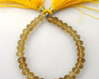 AAA natural lemon quartz, gemstone beads, roundel beads, Briolettes Lemon, 6.5 Inch strand, 6-8mm, Faceted beads,  for Jewelry Making beads