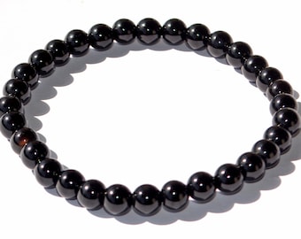Black Onyx Bracelet, Gemstone Beads, Men Women Stretchy Bracelet, Healing Crystal Bracelet, 6 mm Round Bracelet, black onyx beads, smooth