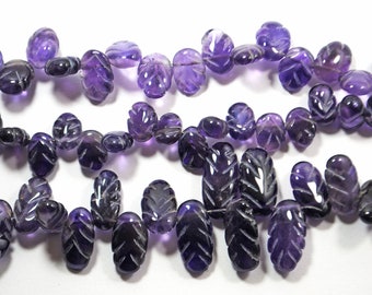 Perle ovali intagliate di ametista viola naturale AAA: per la creazione di gioielli, filo da 20 cm.
