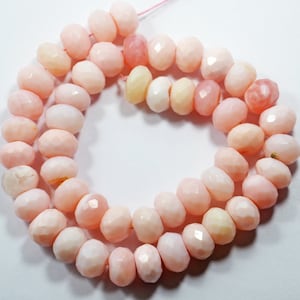 Natural Pink Opal Beads: Faceted Roundel Gemstone Strand, 10mm