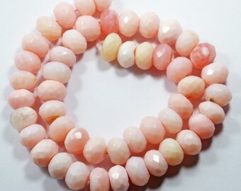 Natural Pink Opal Beads: Faceted Roundel Gemstone Strand, 10mm