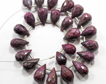 AAA natuurlijke robijnkralen: gefacetteerde druppels, 8 inch streng voor het maken van sieraden