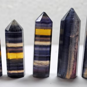 AAA Rainbow Fluorite Crystal Point Tower: Healing Gemstone Wands - 5 Pcs