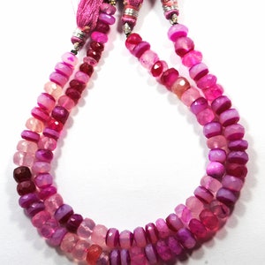 Dyed Pink Chalcedony Beads: Faceted Roundel Gemstone Strand (5-7mm, 8 Inch