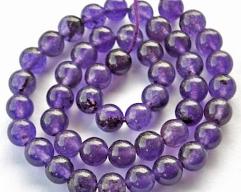 AAA Natural Amethyst, Gemstone Amethyst, Round Shape, 8 MM, 13 inch Strand, Smooth beaded, Briolettes Amethyst, For Handmade Jewelry Making