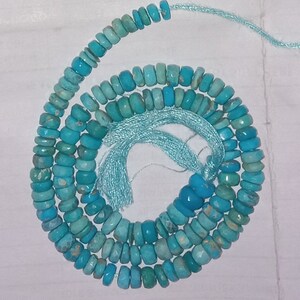 Natural Turquoise Gemstone Beads: Faceted Roundels, 8 Inch Strand