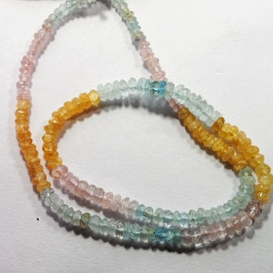 Multi Beryl Gemstone Beads: Faceted Roundels, 3-4mm, 12 Inch Strand