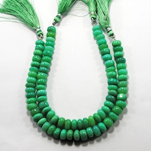 Natural Chrysoprase Gemstone Beads: Smooth Roundel Strand, 8 Inch