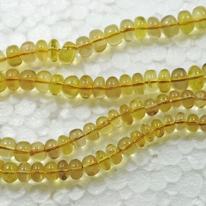 Natural Lemon Quartz Gemstone Beads: 925 Silver 18 Inch Necklace