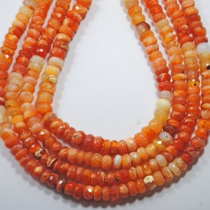 Natural Mexican Fire Opal Gemstone Beads: Faceted Roundel Strand, 6mm