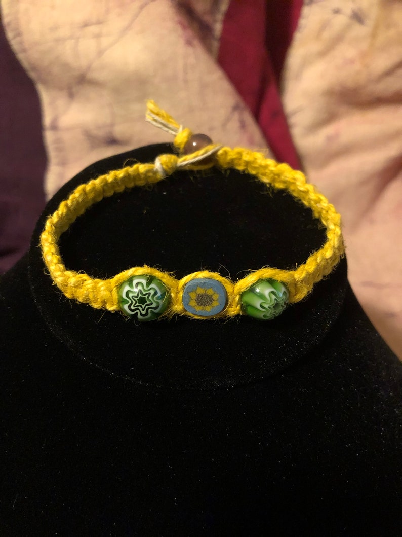 Yellow Railroad Knot Sunflower Bracelet