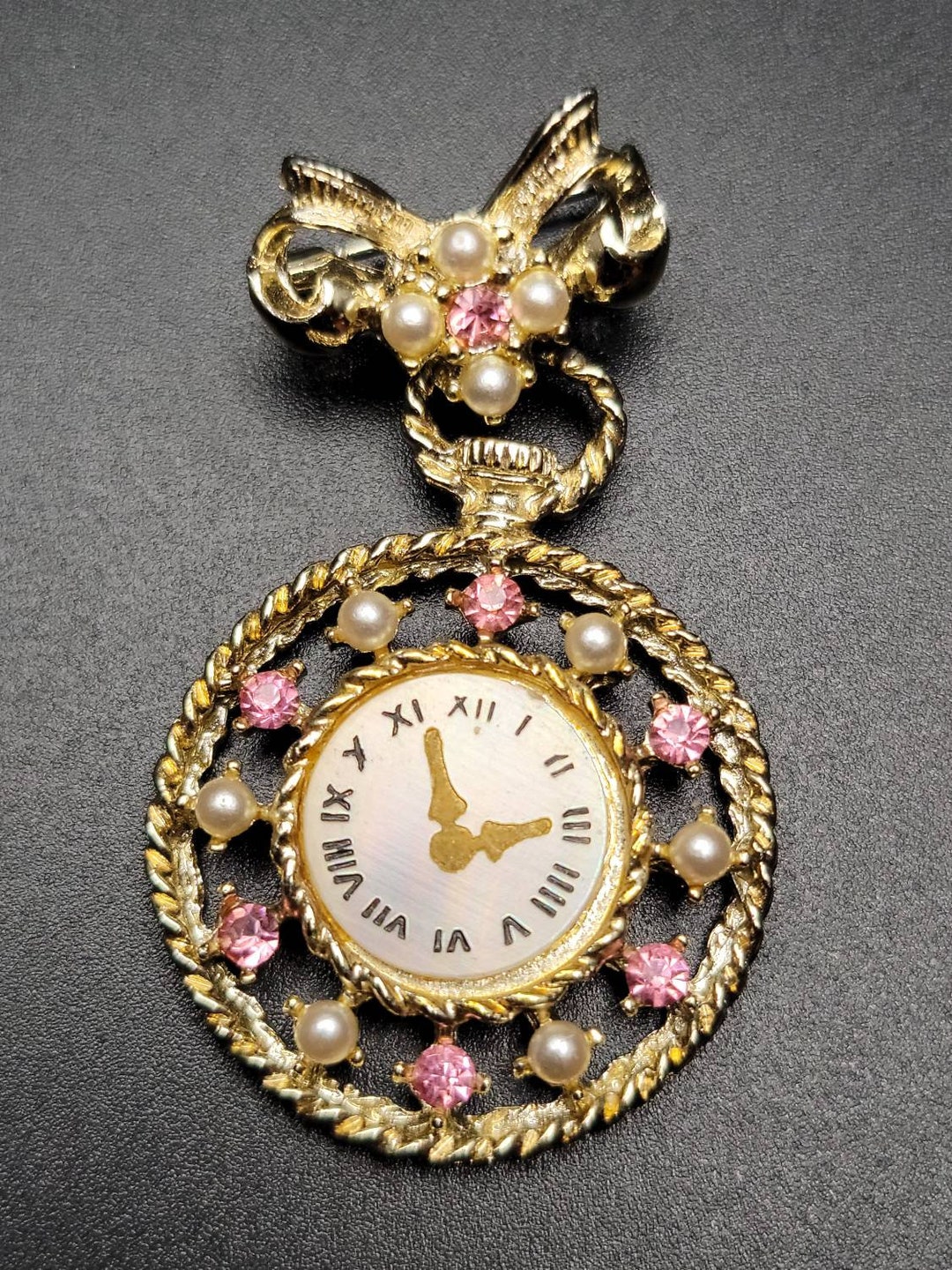 Adorable Vintage Clock Brooch Etsy