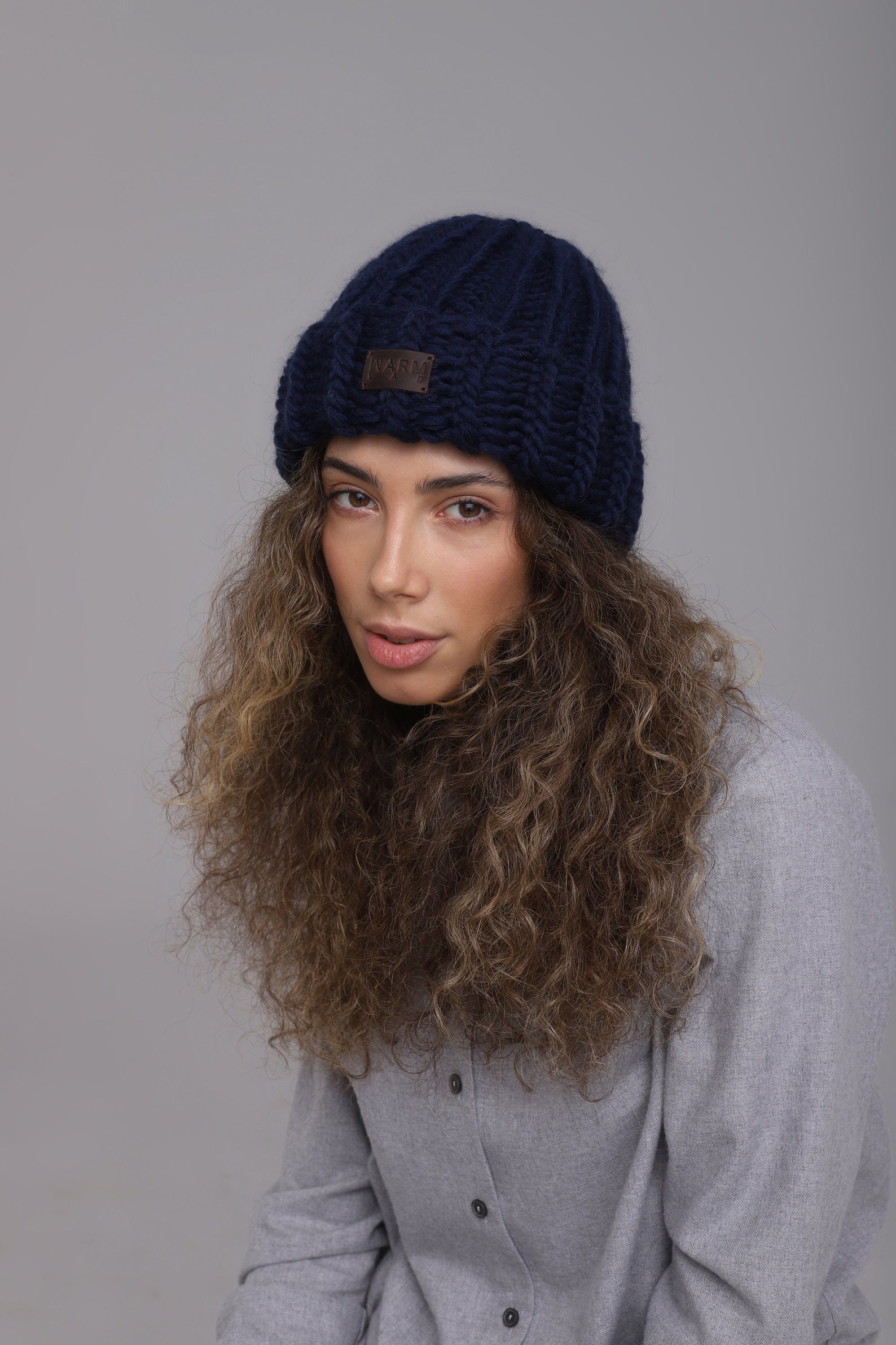 Navy Blue Beanie Hat Wool Gift Idea Etsy