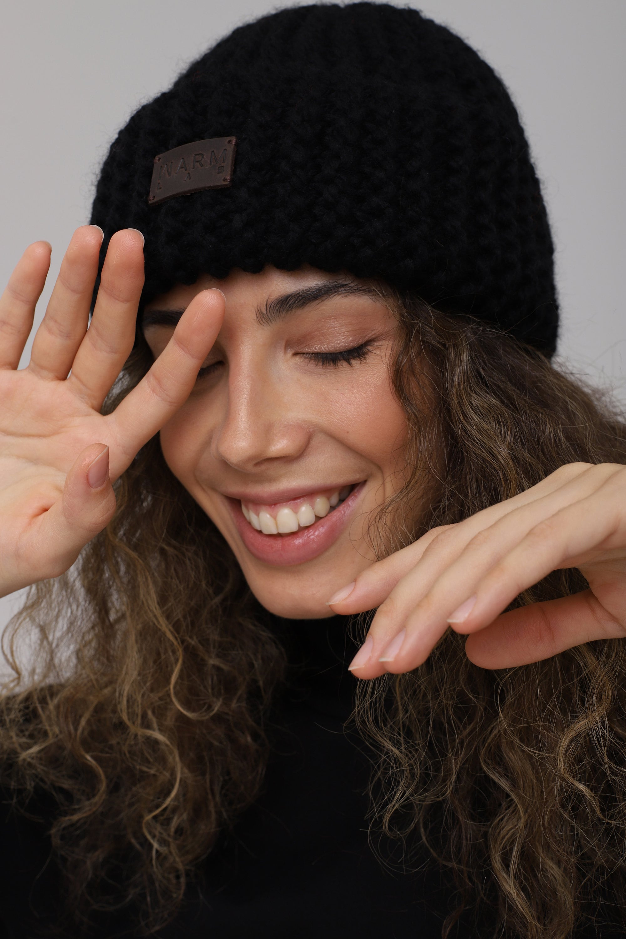 Black Knit Hat Wool Acrylic Soft Beanie Etsy