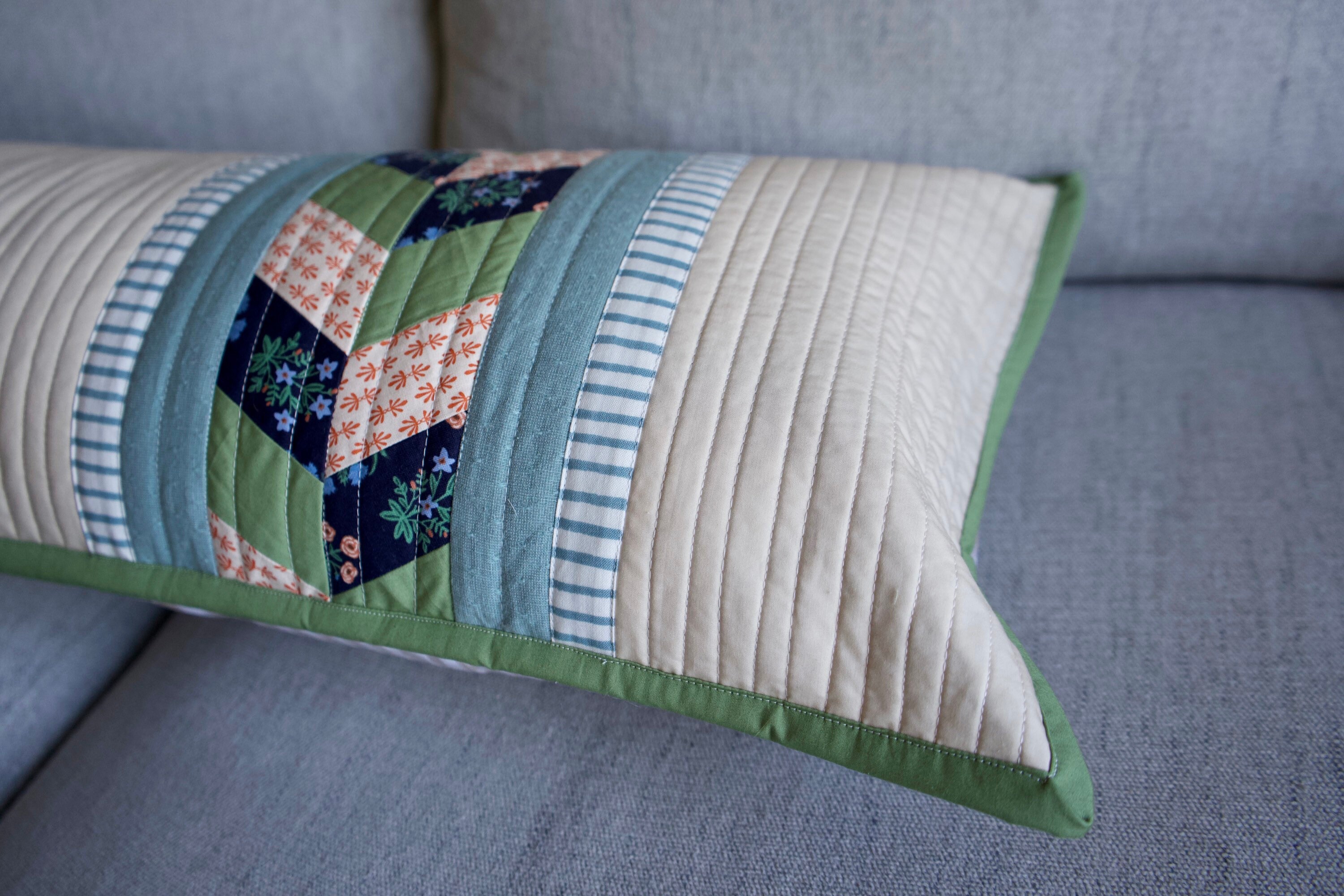 Double Herringbone Lumbar Pillow Cover Handmade 100 Cotton Etsy