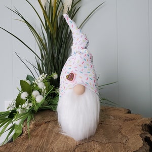 Pink Sprinkles Gnome, Sock Gnome, Birthday Gnome, Donut Gnome, Cupcake Gnome, Cupcake Tiered Tray,Farmhouse Gnome, Mantel Decor,Summer Gnome