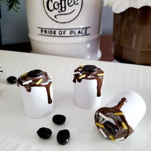 Faux Coffee Marshmallows (Set of 3): Coffee Bar Tiered Tray Decor
