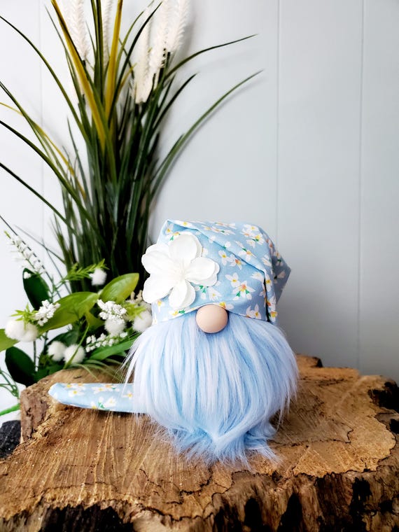 Blue Daisy Gnome, Spring Mantel Decor