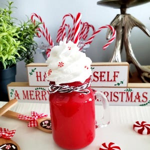 Fake Candy Cane Latte, Candy Cane Tier Tray Decor, Mug Topper,  Faux Christmas Coffee Drink, Candy Cane Decor, Fake Bake, Food Prop,