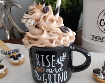 Mini Faux Coffee Mug: Tiered Tray Coffee Bar Decor