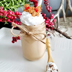 Faux Gingerbread Latte, Fake Gingerbread, Gingerbread Tier Tray Decor, Food Prop, Fake Bake, Gingerbread Display