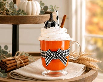 Faux Pumpkin Spice Latte Mug Topper: Fall Tiered Tray Decor