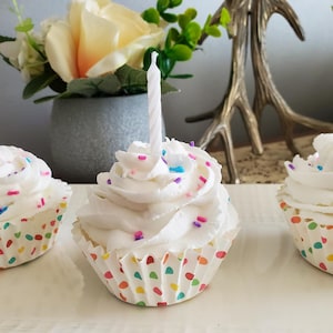 Faux Birthday Cupcake, Fake Cupcake, Fake Food, Birthday gift for her, Sweets Tier Tray, Fake Cake, Birthday decorations