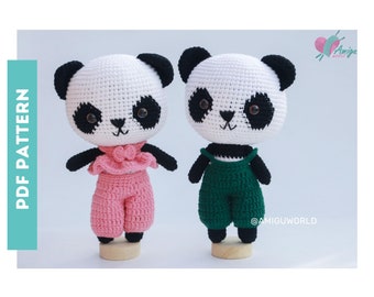 Bundle 2in1 - Panda Couple Crochet PATTERN Amigurumi | Amigurumi Tutorial PDF in English