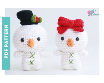 Bundle 2in1 - Snowman Couple Crochet PATTERN Amigurumi | Amigurumi Tutorial PDF in English