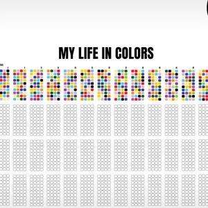 My Life in Colors, mood, Anxiety Tracker, Digital Planner, mental health tracker, Life in weeks
