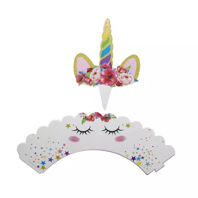 unicorn cupcake wrappers and toppers x 12 etsy