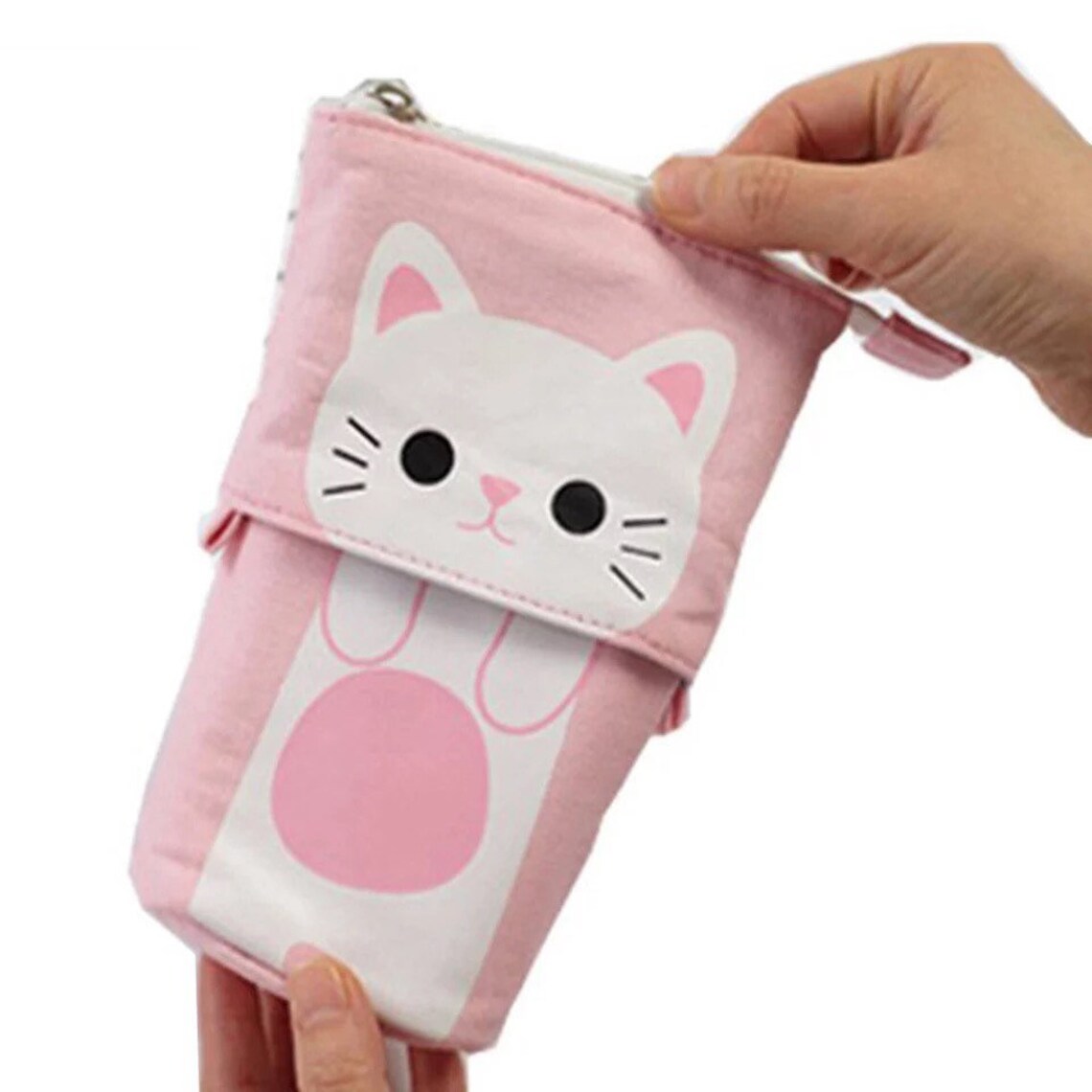 Cat Telescopic Pencil Case Canvas Fold Standing Holder Etsy Italia